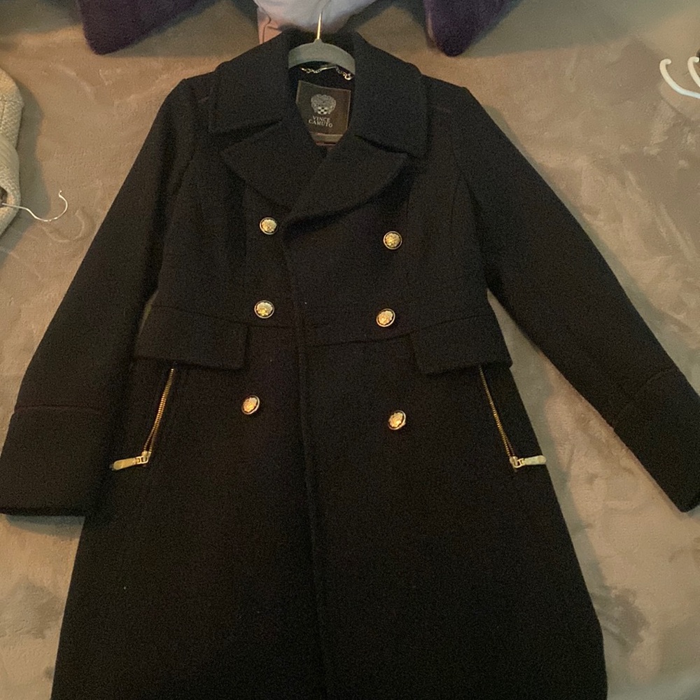 Navy/Burgundy piping Below the knee Pea coat